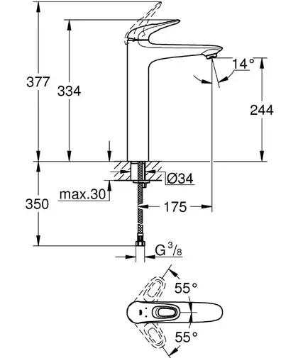 Одноважільний змішувач для раковини  23570LS3 Eurostyle 1/2" XL-розміру  GROHE НІМЕЧЧИНА