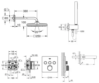 Душевая система Grohe Grohtherm SmartControl 26415SC2