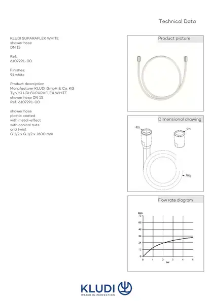 Шланг 1,60м 6107291-00, Suparaflex,Kludi Німеччина (6107291-00)