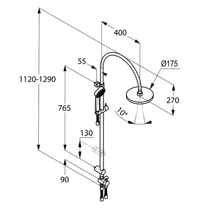Zenta Dual Shower System (с-ма з верхн. і ручним душем) 6167705-00, KLUDI (6167705-00)