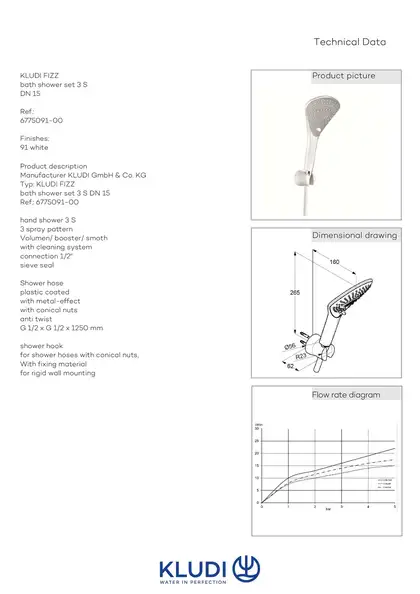 Душовий гарнітур Fizz 6775091-00 3S білий Kludi НІМЕЧЧИНА