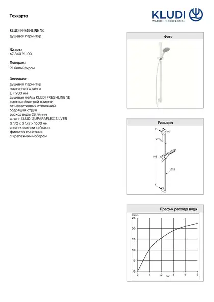 Kludi Freshline Душова стійка, біла (6784091-00)