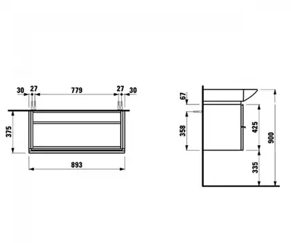 Шафка Case під умив Palace 90(H4012520754751)+2шухляди,білий глянець Laufen ШВЕЙЦАРІЯ