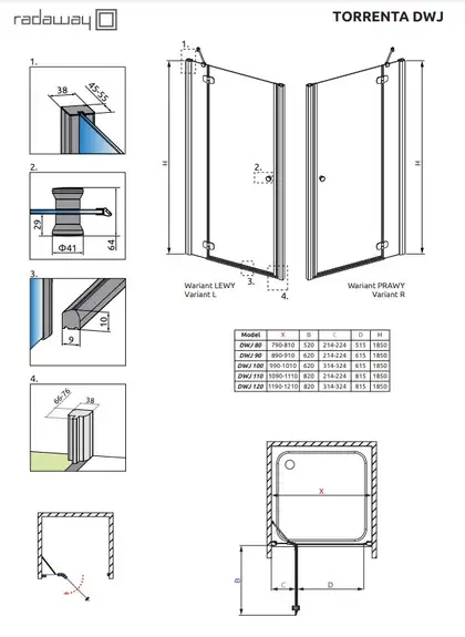 Radaway Torrenta DWJ 100 Душові двері, хром (132020-01-01)