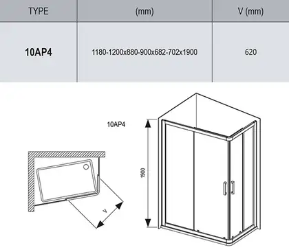 Ravak 10AP4 Душова кабіна 120x90, білий (0ZVG70100Z1)