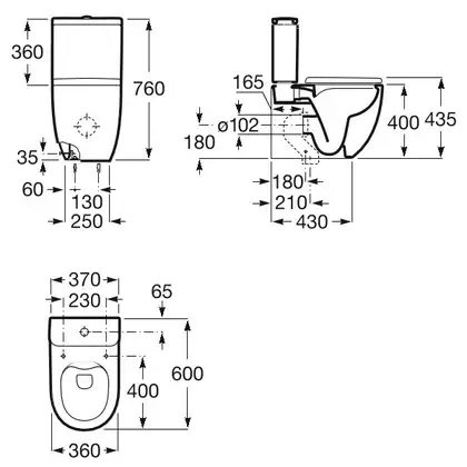 Roca Meridian-N Compacto Rimless Унітаз, білий (A34224L000)
