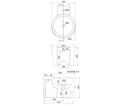 раковина підвісна або накладна  8802NSNYC BUCKET 30R 30x40 см, з тримачем рушника чорний матовий, декор New York Scarabeo ІТАЛІЯ