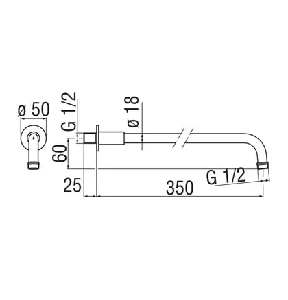 AD138/4CR Кронштейн для душової лійки 350 мм хром Nobili ІТАЛІЯ (AD138/4CR)