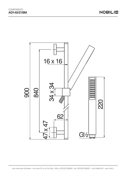 AD140/21BM Штанга з душовою лійкою чорний мат Nobili ІТАЛІЯ (AD140/21BM)