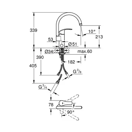 Смеситель для кухни Grohe Eurosmart 33490002