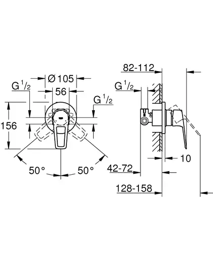Grohe BauLoop New Змішувач прихованого монтажу, хром (29042001)