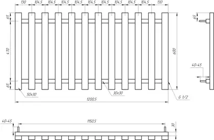 Genesis Aqua Полотенцесушитель Genesis-Aqua Batteria 120x60 см, белый (34031)