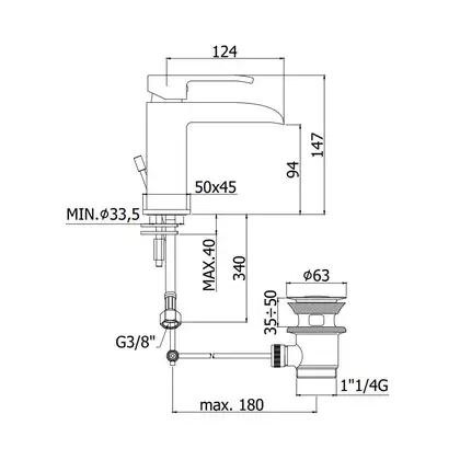 Смеситель для раковины Paffoni Level (цвет - хром), с донным клапаном Clic-Clac (LES071KCR)