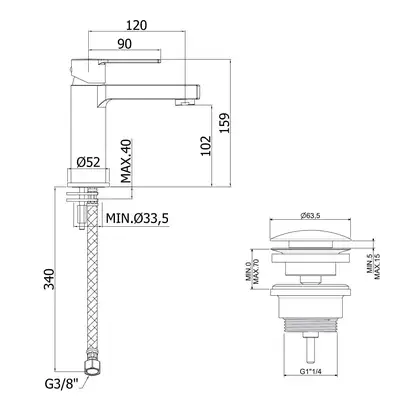 Смеситель для раковины Paffoni Ringo (цвет - хром), с донным клапаном Clic-Clac (RIN071KCR)