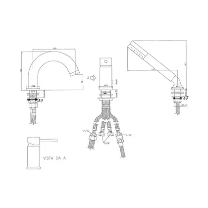 Смеситель на борт ванны Paffoni Stick (цвет - хром), с душевым гарнитуром (SK040LCR)