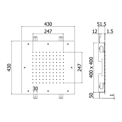 Верхний душ 430 х 430 х h51.5 мм Paffoni NEW YORK “Quadro” (цвет - хром) (ZSOF300CR)