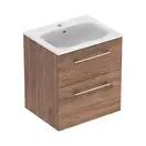 Тумба с раковиной Geberit Selnova Square slim rim 60 см, орех тёмный (501.238.00.1)