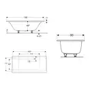 Ванна акриловая 190 х 90 х h46,6 см Geberit Tawa, slim rim, Duo в комплекте с ножками (554.125.01.1)