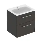 Тумба с раковиной Geberit Selnova Square slim rim 60 см, лава матовая (501.237.00.1)