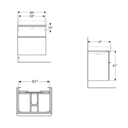 Тумба под раковину Geberit Smyle Square 58,4 см, орех тёмный (500.352.JR.1)