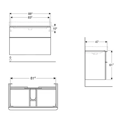 Тумба под раковину Geberit Smyle Square 88,4 см, орех тёмный (500.354.JR.1)