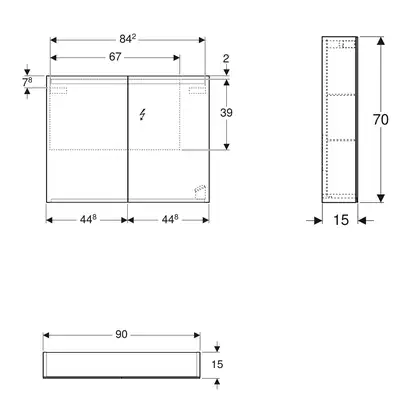 Зеркальный шкаф Geberit Option с подсветкой 90 х h70 х 15 см (500.583.00.1) Зеркальный шкаф Geberit Option с подсветкой 90 х h70 х 15 см (500.583.00.1)