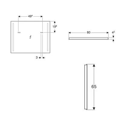 Зеркало с LED подсветкой Geberit Option 80 х h65 х 3,6 см (500.588.00.1) Зеркало с LED подсветкой Geberit Option 80 х h65 х 3,6 см (500.588.00.1)