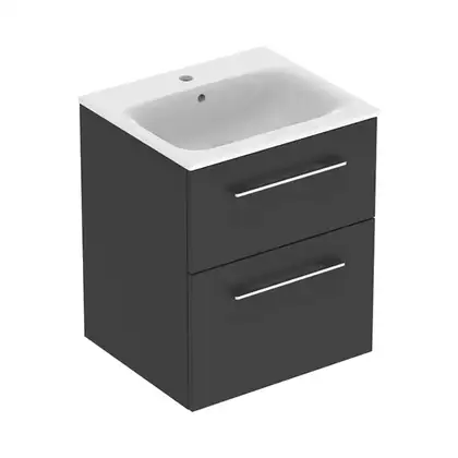 Тумба с раковиной Geberit Selnova Square slim rim 55 см, лава матовая (501.233.00.1)