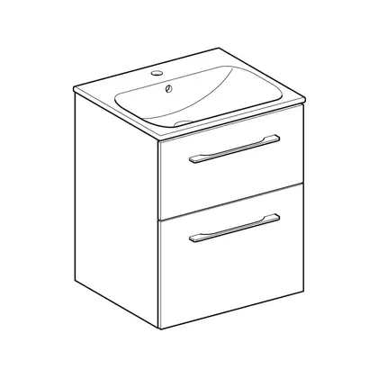 Тумба с раковиной Geberit Selnova Square slim rim 55 см, лава матовая (501.233.00.1)