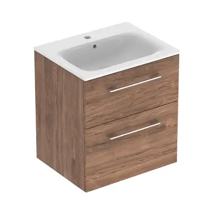 Тумба с раковиной Geberit Selnova Square slim rim 60 см, орех тёмный (501.238.00.1)