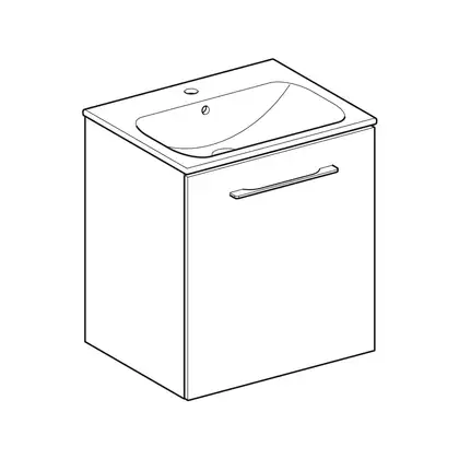 Тумба с раковиной Geberit Selnova Square slim rim 60 см, светлый орех (501.239.00.1)