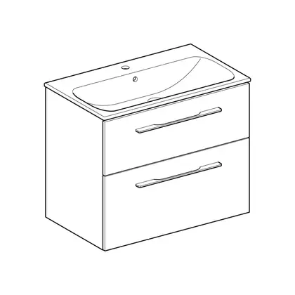 Тумба с раковиной Geberit Selnova Square slim rim 80 см, белый глянцевый (501.240.00.1)