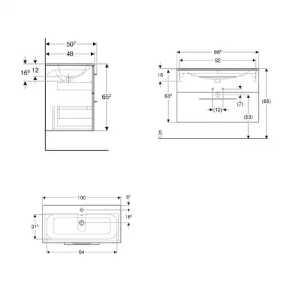 Тумба с раковиной Geberit Selnova Square slim rim 100 см, орех светлый (501.247.00.1)