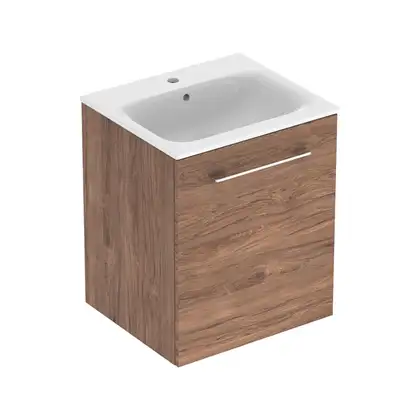 Тумба с раковиной Geberit Selnova Square slim rim 55 см, орех тёмный (501.250.00.1)