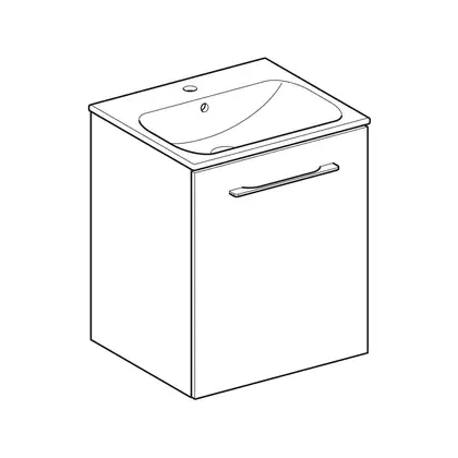 Тумба с раковиной Geberit Selnova Square slim rim 55 см, орех тёмный (501.250.00.1)