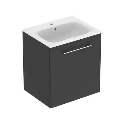 Тумба с раковиной Geberit Selnova Square slim rim 60 см, лава матовая (501.253.00.1)