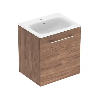 Тумба с раковиной Geberit Selnova Square slim rim 60 см, орех тёмный (501.254.00.1)