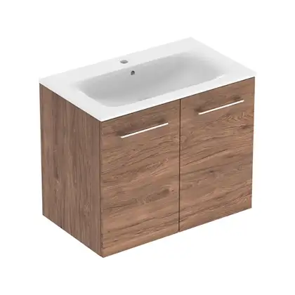 Тумба с раковиной Geberit Selnova Square slim rim 80 см, орех тёмный (501.258.00.1) Тумба с раковиной Geberit Selnova Square slim rim 80 см, орех тёмный (501.258.00.1)