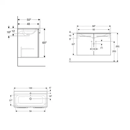 Тумба с раковиной Geberit Selnova Square slim rim 100 см, белый глянцевый (501.260.00.1) Тумба с раковиной Geberit Selnova Square slim rim 100 см, белый глянцевый (501.260.00.1)