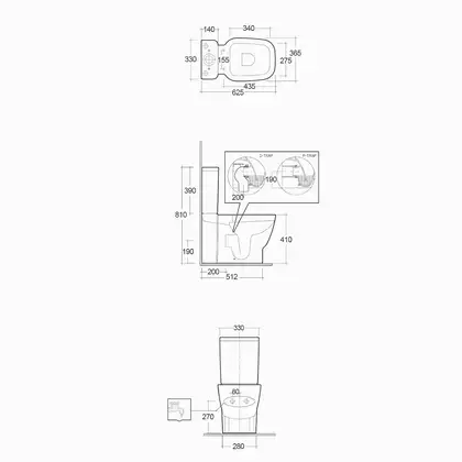 Унитаз-компакт Rak Ceramics One, без сиденья и бачка, белый глянец (EL11AWHA)