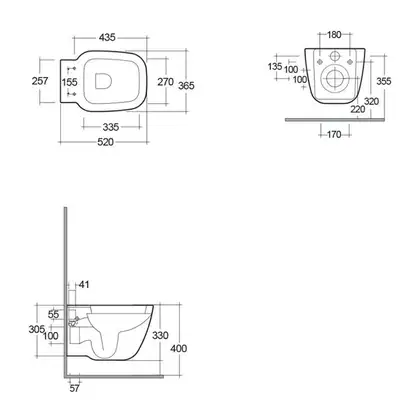 Унитаз подвесной Rimless (безободковый) Rak Ceramics One, белый глянец (EL13AWHA)