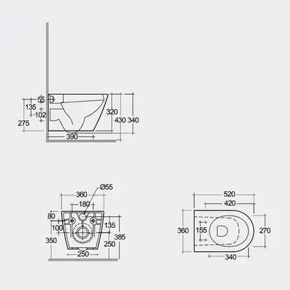 Унитаз подвесной Rimless (безободковый) Rak Ceramics Feeling, matt cappuccino (RST23514A)