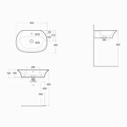 Раковина подвесная Rak Ceramics Sensation 65 х 46 см (SENWB6501AWHA)
