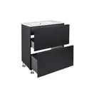 Комплект Qtap Tern 600х725х437 Matt black тумба напольная + раковина врезная, с полотенцедержателем QT1771TNЛ6023060CG (QT1771TNL6023060CMB)