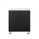 Комплект Qtap Tern 700х725х437 Matt black тумба напольная + раковина врезная, с полотенцедержателем QT1771TNЛ7023070CG (QT1771TNL7023070CMB)