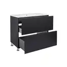 Комплект Qtap Tern 800х725х437 Matt black тумба напольная + раковина врезная, с полотенцедержателем QT1771TNЛ8023080CG (QT1771TNL8023080CMB)