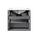 Комплект Qtap Tern 600х580х437 Matt black тумба напольная + раковина врезная, с полотенцедержателем QT1772TPЛ6023060CG (QT1772TPL6023060CMB)