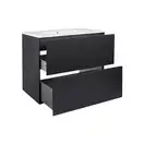 Комплект Qtap Tern 700х580х437 Matt black тумба напольная + раковина врезная, с полотенцедержателем QT1772TPЛ7023070CG (QT1772TPL7023070CMB)
