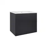 Комплект Qtap Tern 700х580х437 Matt black тумба напольная + раковина врезная, с полотенцедержателем QT1772TPЛ7023070CG (QT1772TPL7023070CMB)