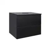 Тумба подвесная Qtap Tern 600х476х469 Matt black со столешницей и полотенцедержателем QT1774TPЛ602G (QT1779TPL602MB)